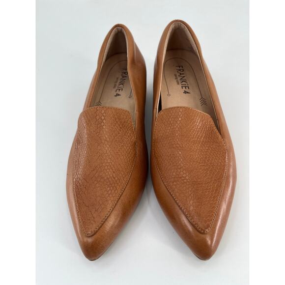 SALE Frankie4 Faye Reptile Embossed Flat Slip On Shoes Sz 7.5 Tan Leather - Picture 4 of 10